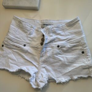 White denim short shorts